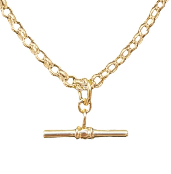 T - Bar Gold Belcher Chain Necklace - Lulu B Jewellery