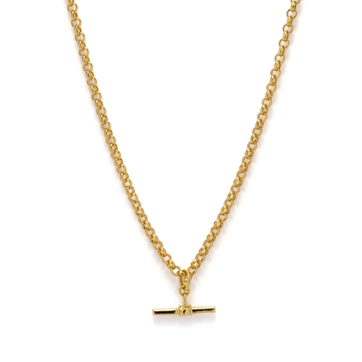 T - Bar Gold Belcher Chain Necklace - Lulu B Jewellery