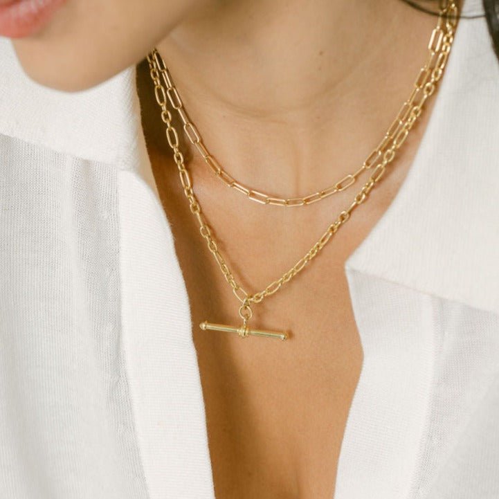 T - Bar Gold Chain Necklace - Fine Fetter - Lulu B Jewellery