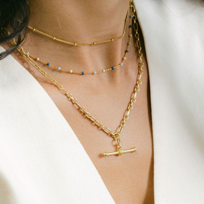 T - Bar Gold Chain Necklace - Fine Fetter - Lulu B Jewellery