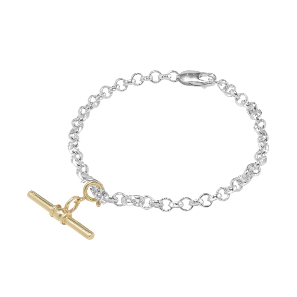 T - Bar Mixed Metal Belcher Chain Bracelet - Lulu B Jewellery