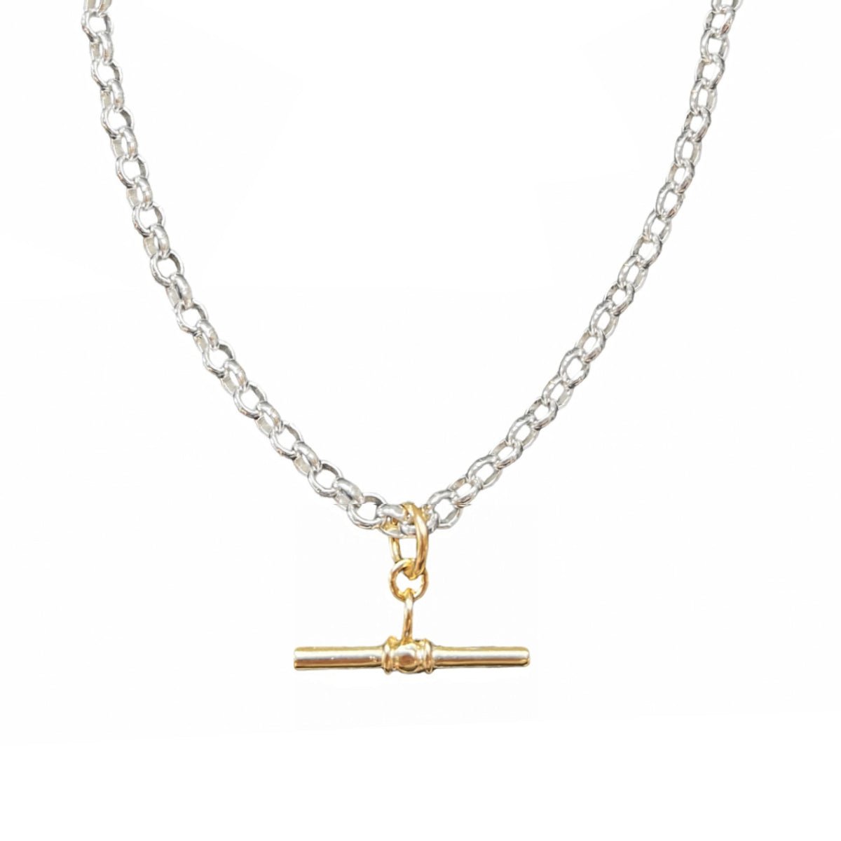 T - Bar Mixed Metal Belcher Chain Necklace - Lulu B Jewellery