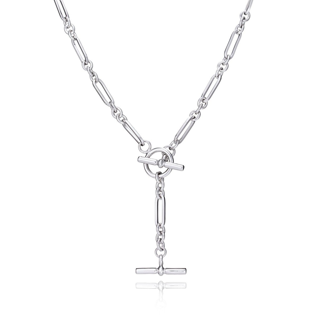 T-Bar Silver Lariat Chain Necklace - Lulu B London - Timeless Jewellery