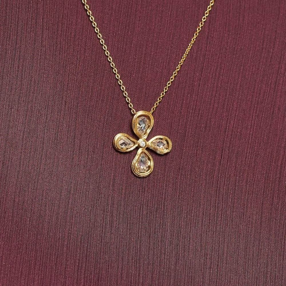 Teardrop Cross Gold Necklace with Cubic Zirconia - Ripple - Lulu B Jewellery