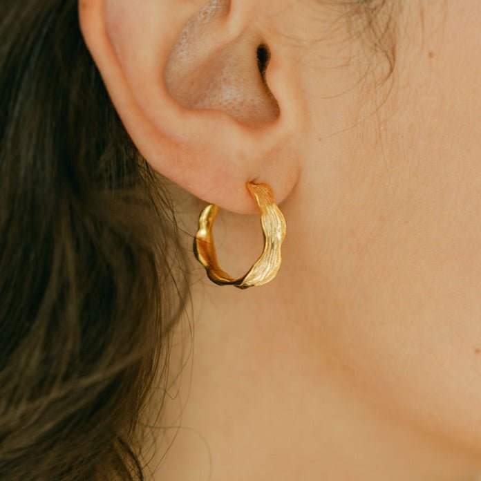 Textured Gold Hoop Small Earrings - Eloise - Lulu B Jewellery