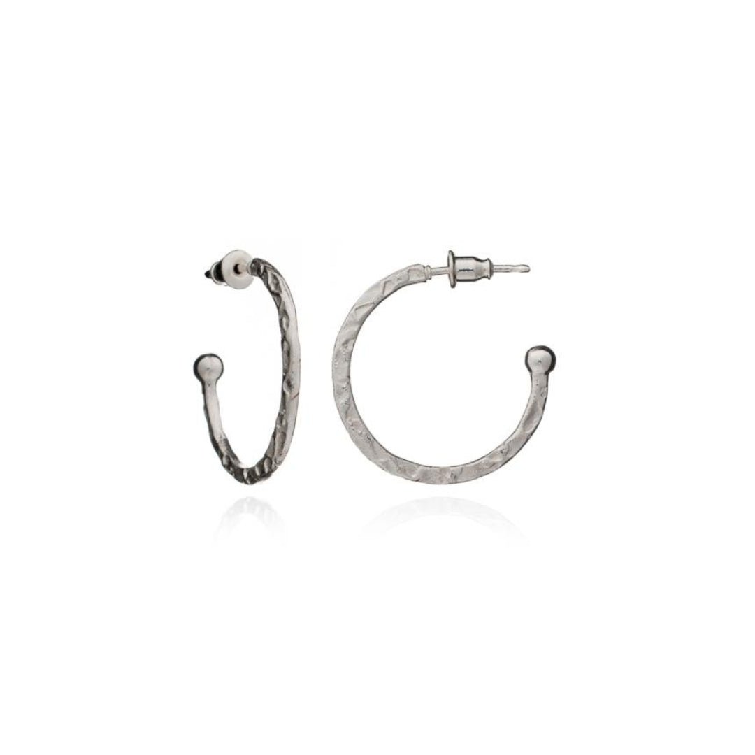 Textured Small Silver Hoop Earrings - Harley - Lulu B Jewellery