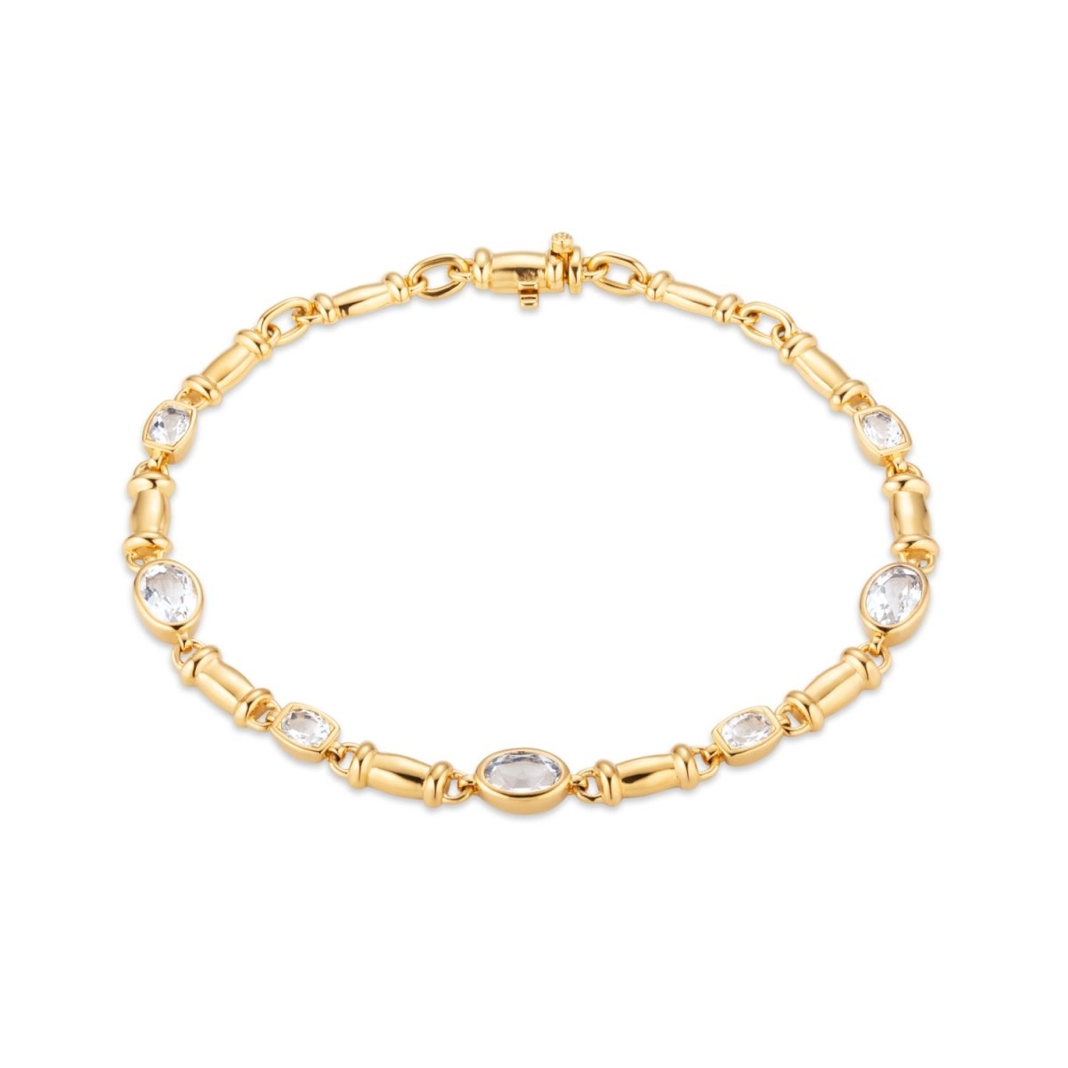 White Topaz Gemstone Chain Gold Bracelet - Lulu B London - Timeless Jewellery