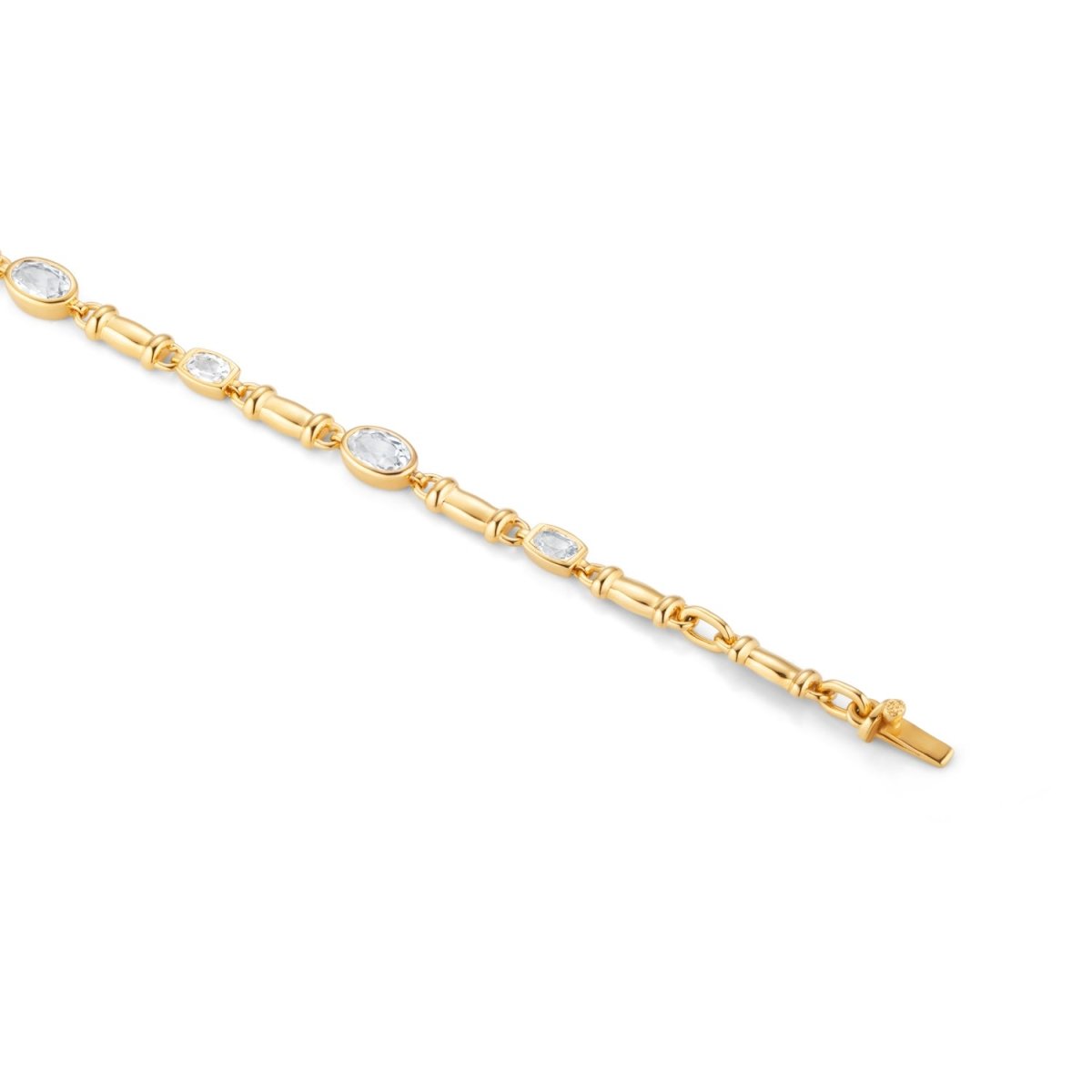 White Topaz Gemstone Chain Gold Bracelet - Lulu B London - Timeless Jewellery