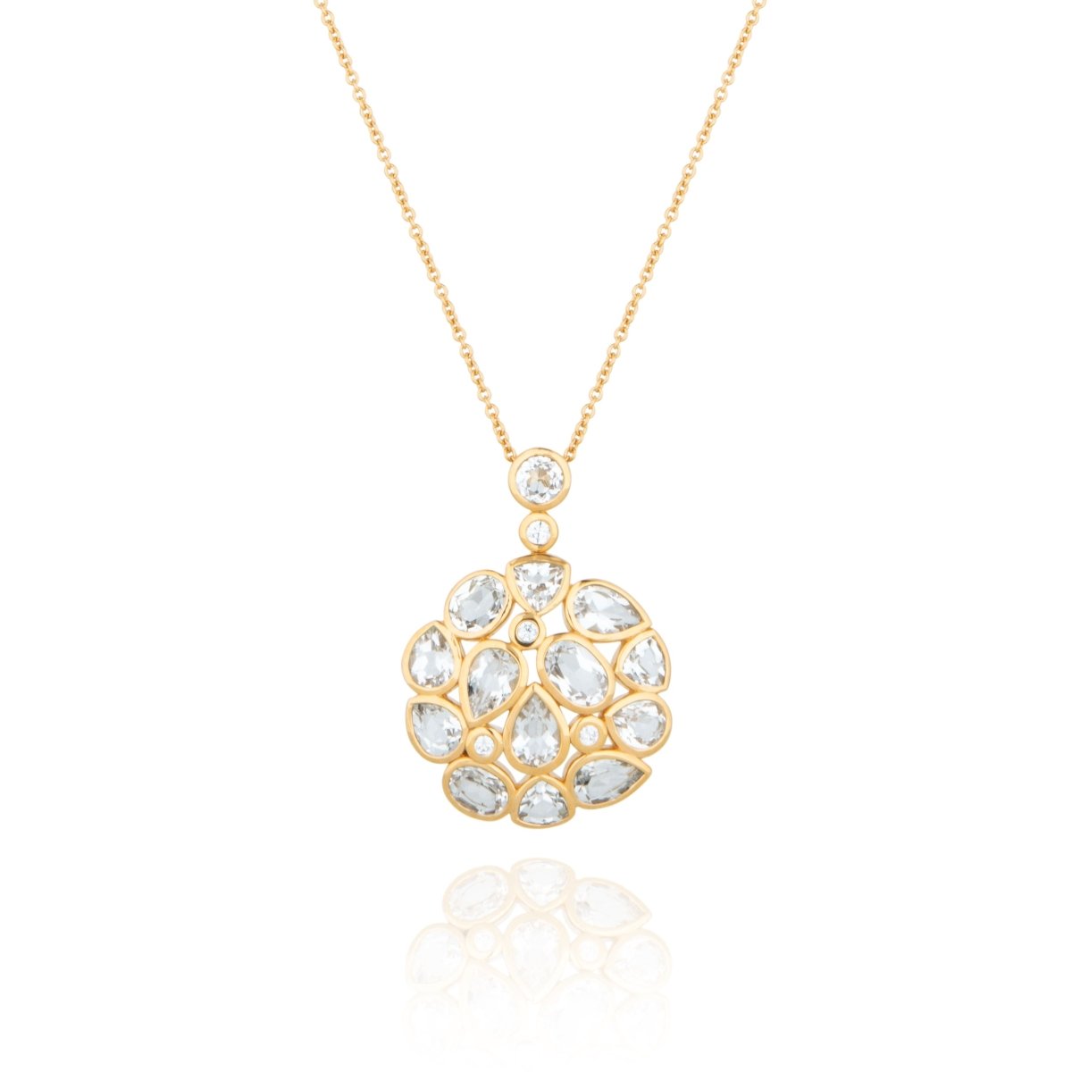 White Topaz Statement Gold Pendant Necklace - Lulu B London - Timeless Jewellery