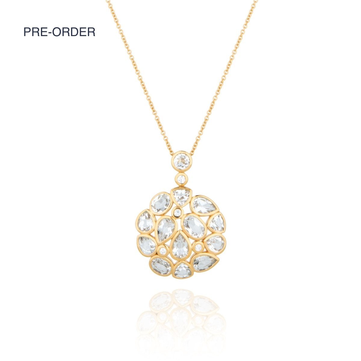 White Topaz Statement Gold Pendant Necklace - Lulu B London - Timeless Jewellery