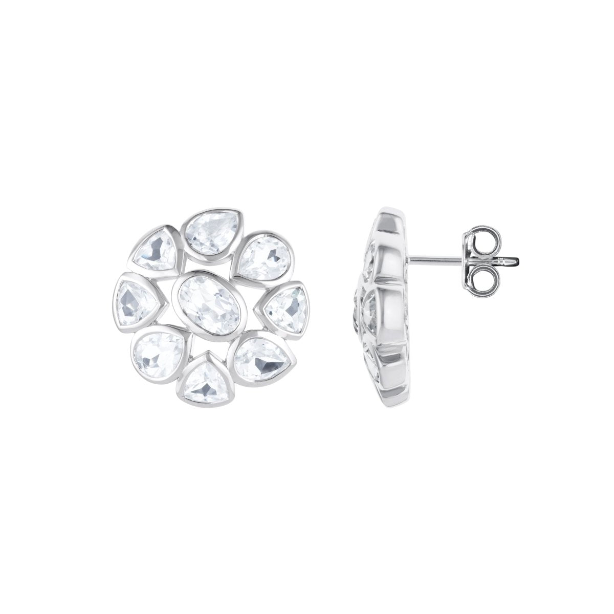 White Topaz Statement Silver Stud Earrings - Lulu B London - Timeless Jewellery