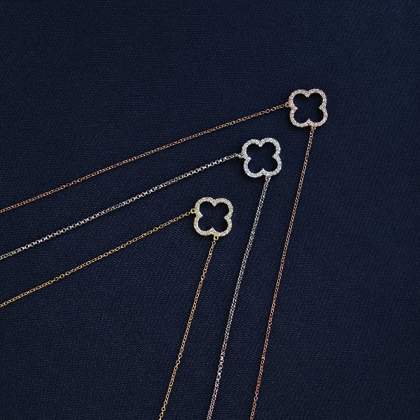 Clover Necklace with Cubic Zirconia - Lulu B Jewellery