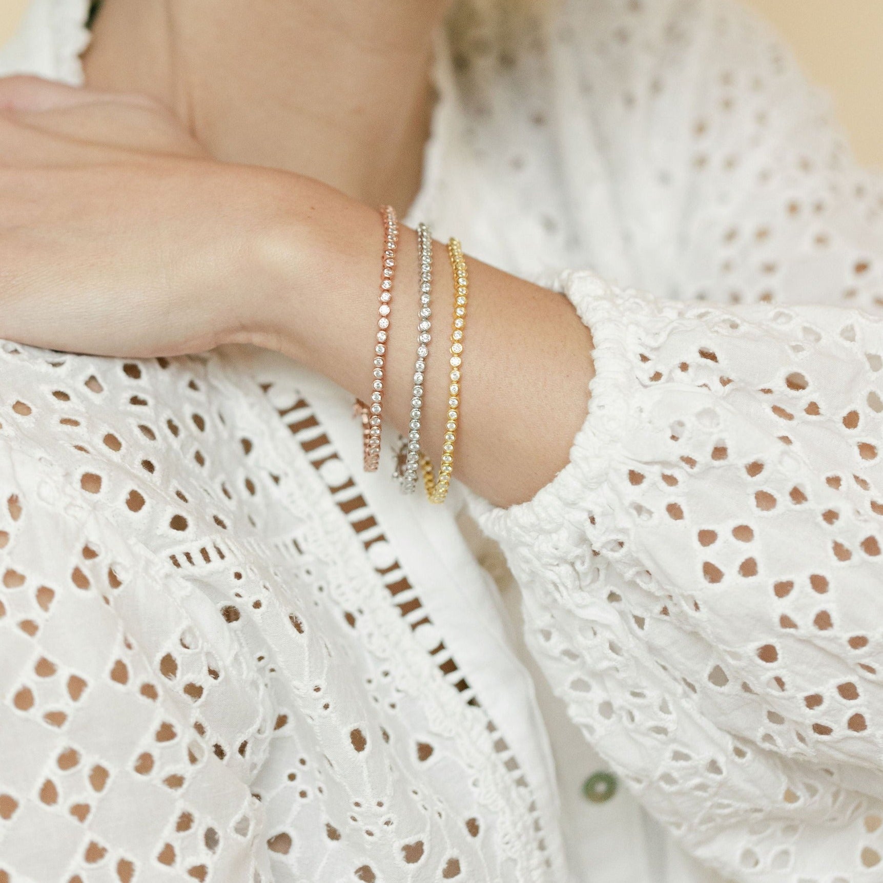 Rose Gold Tennis Bracelet with Cubic Zirconica - Lulu B Jewellery