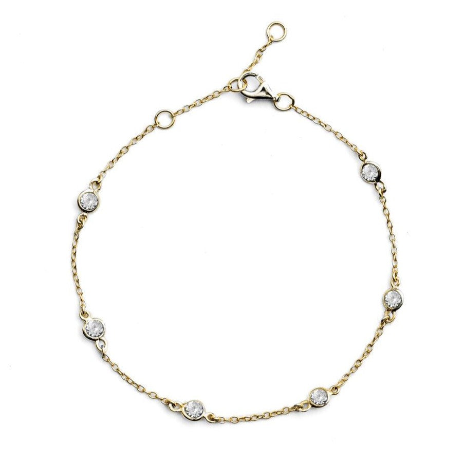 Gold Broomwood Bracelet with Cubic Zirconia - Lulu B Jewellery
