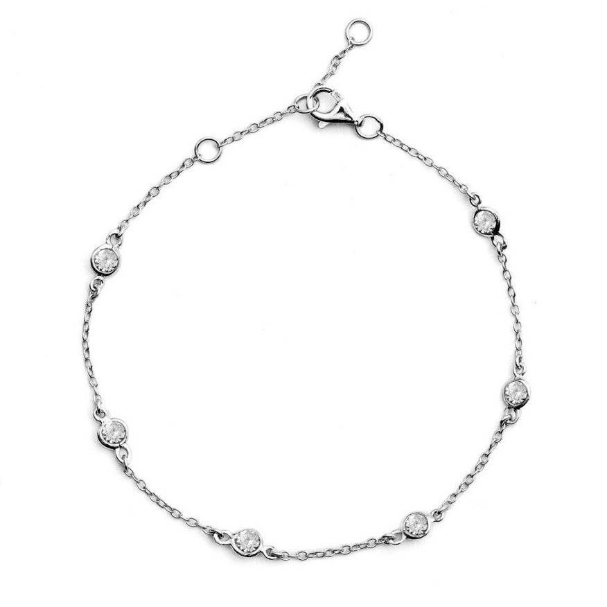 Silver Broomwood Bracelet with Cubic Zirconia - Lulu B Jewellery