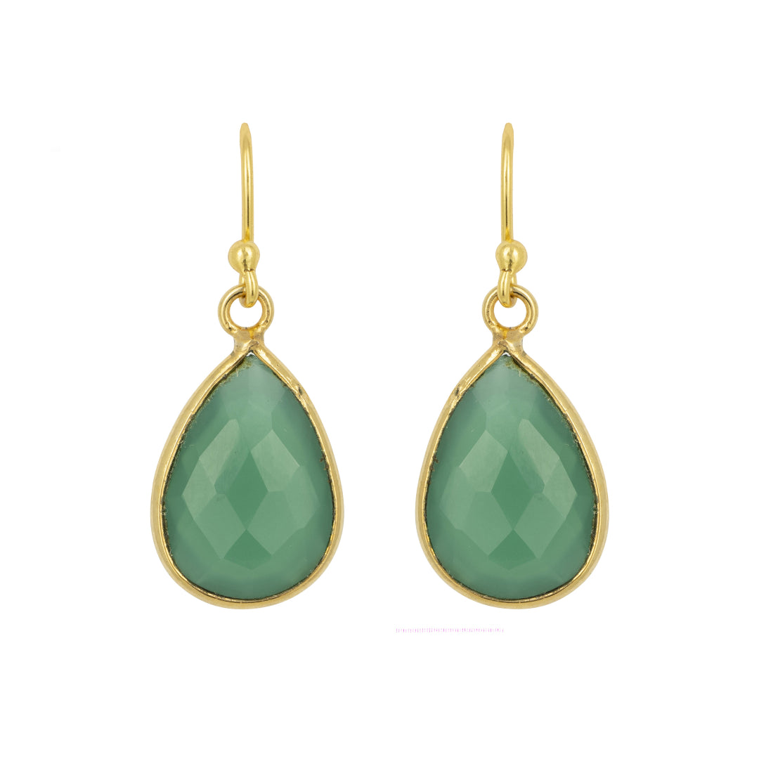 Gold Bella Drop Earrings with Jade - Lulu B Jewellery