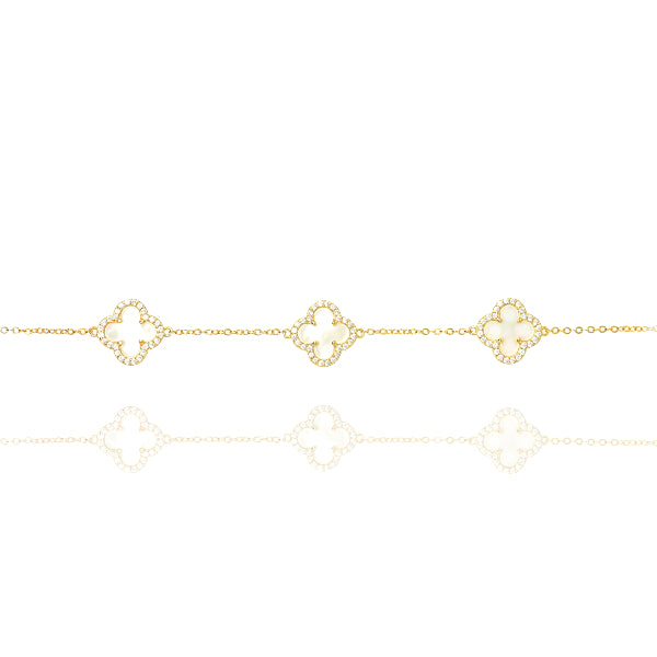 Gold Clover Chain Bracelet with Mother of Pearl - Lulu B Jewellery