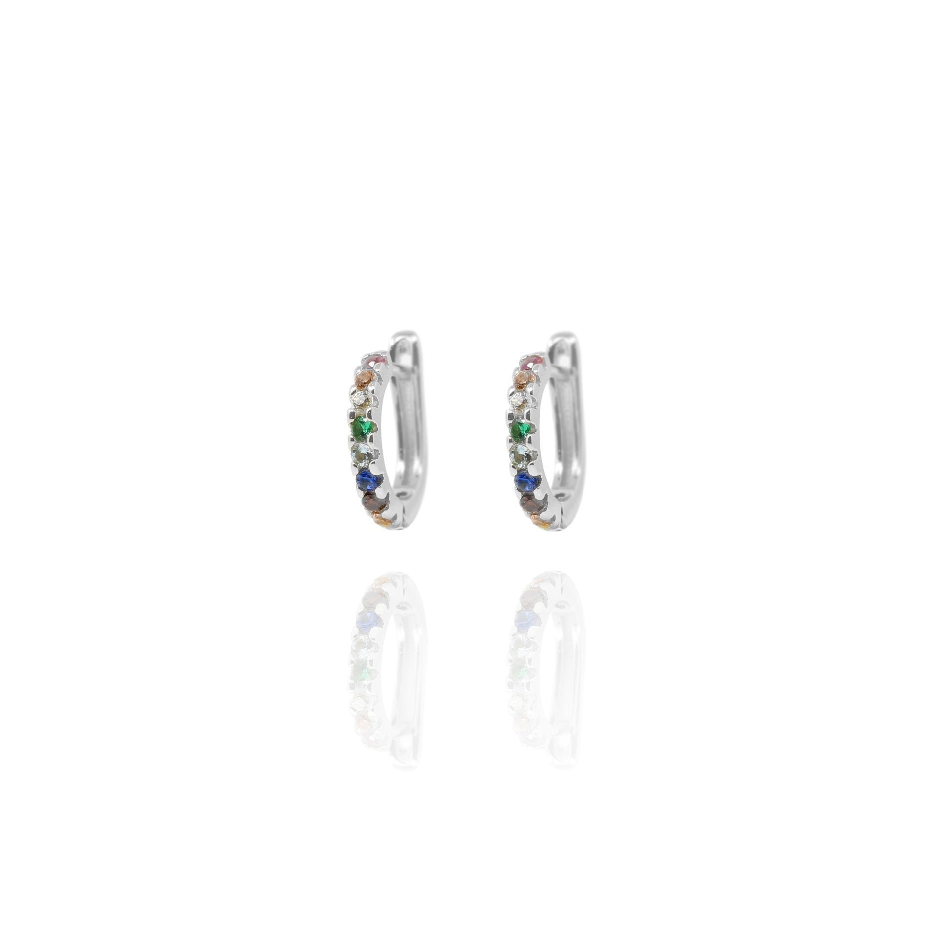Silver Sasha Rainbow Hoop Earrings - Lulu B Jewellery