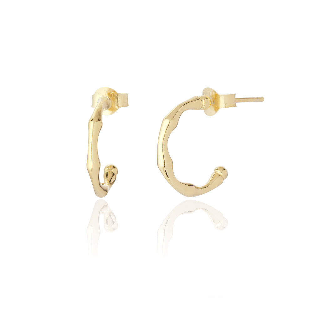 Gold Bamboo Hoop Earrings (Small) - Lulu B Jewellery