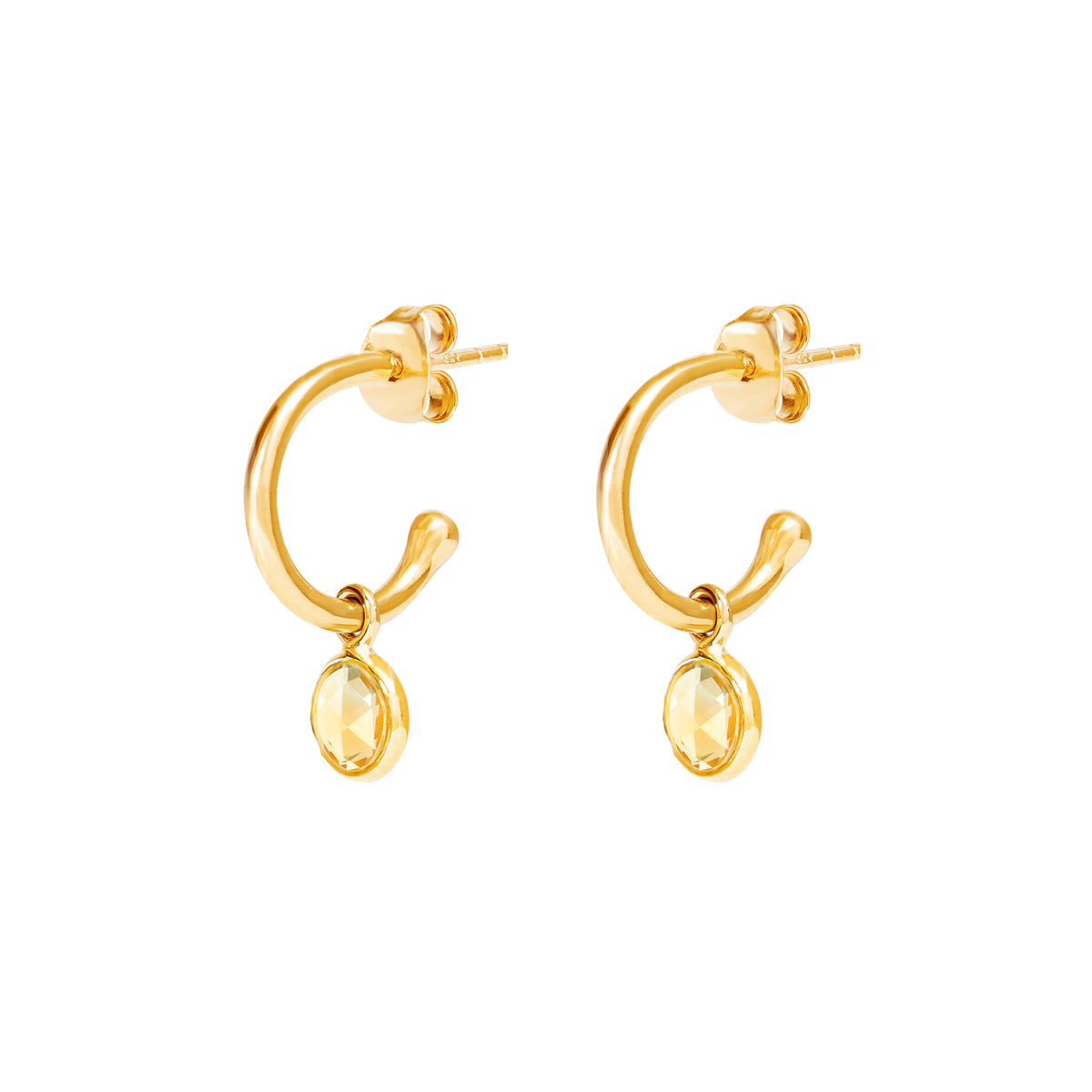 Gold Birthstone Hoop Earrings with Citrine - Lulu B Jewellery