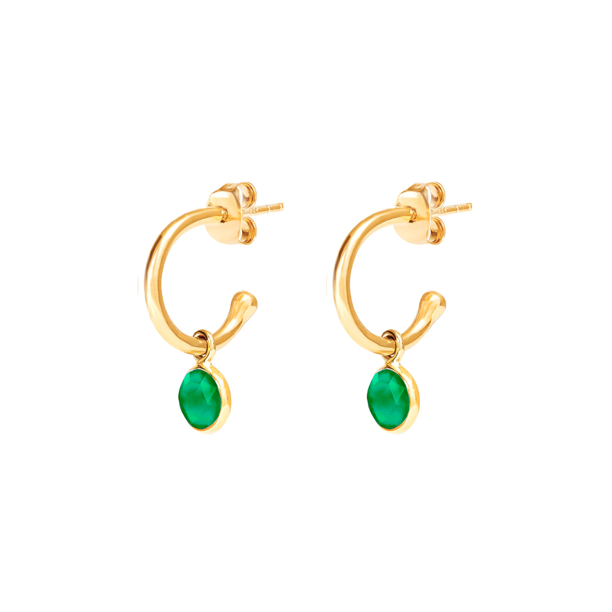 Gold Birthstone Hoop Earrings with Emerald Quartz - Lulu B Jewellery