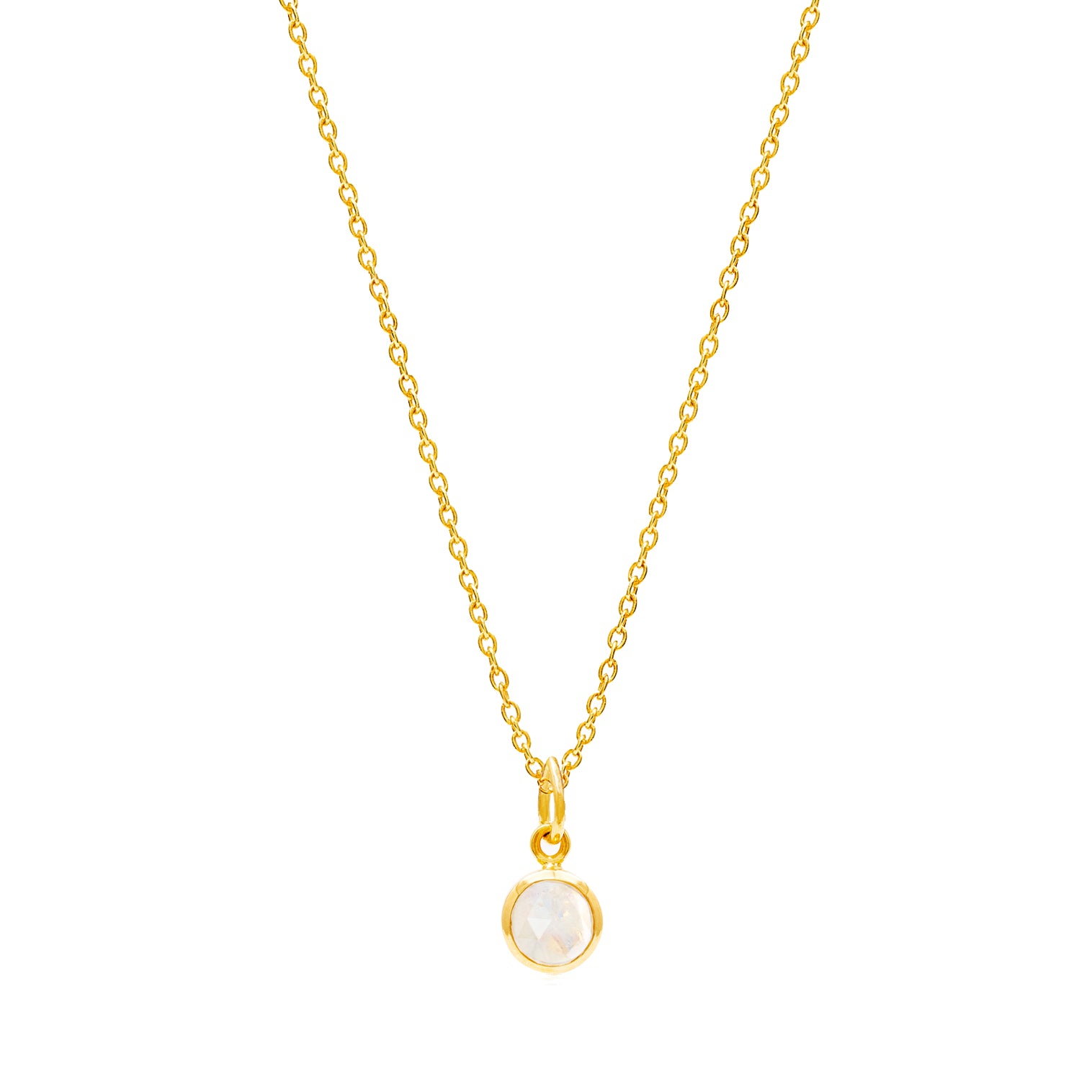 Gold Birthstone Necklace with Moonstone (October) - Lulu B Jewellery