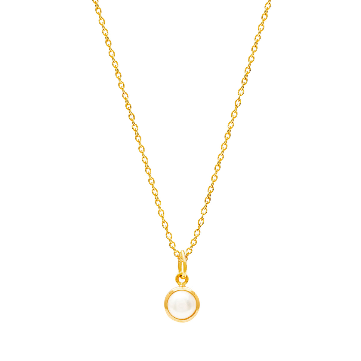 Gold Birthstone Necklace with Pearl (June) - Lulu B Jewellery