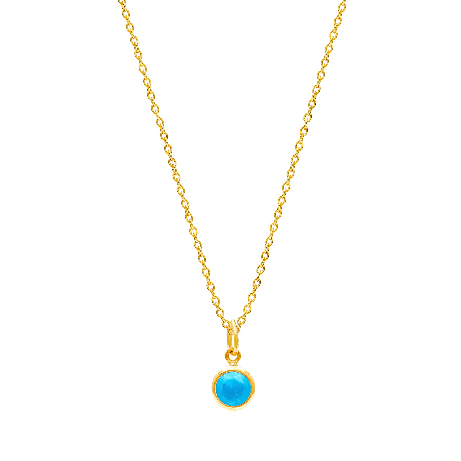 Gold Birthstone Necklace with Turquoise (December) - Lulu B Jewellery