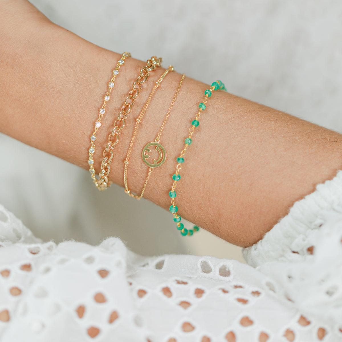 Gold Beaded Chain Bracelet - Lulu B Jewellery