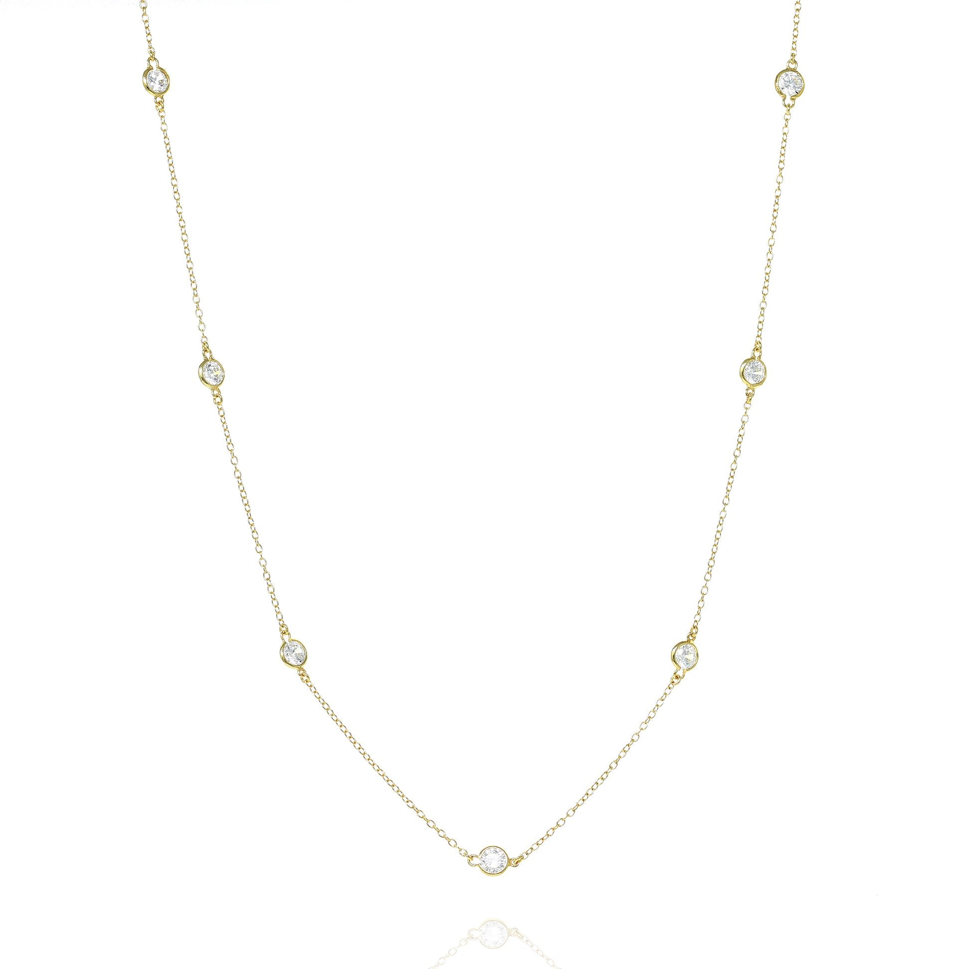 Gold Brompton Chain Necklace with Cubic Zirconia - Lulu B Jewellery