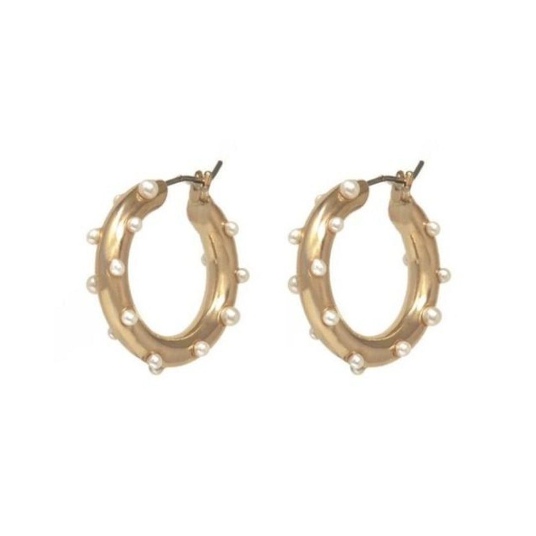 Gold Harbour Hoop Earrings with Pearl - Lulu B Jewellery