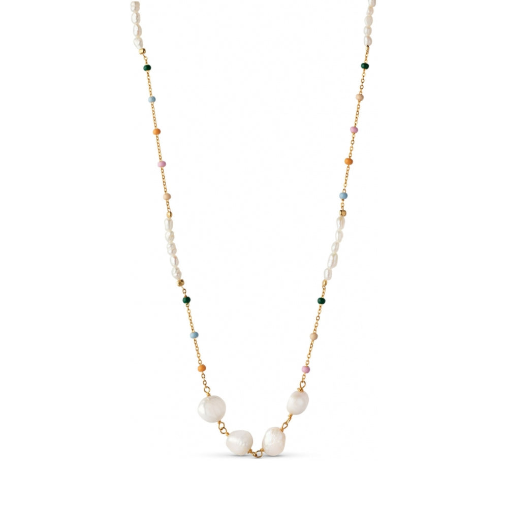Gold Iris Enamel Necklace with Pearl (Como) - Lulu B Jewellery