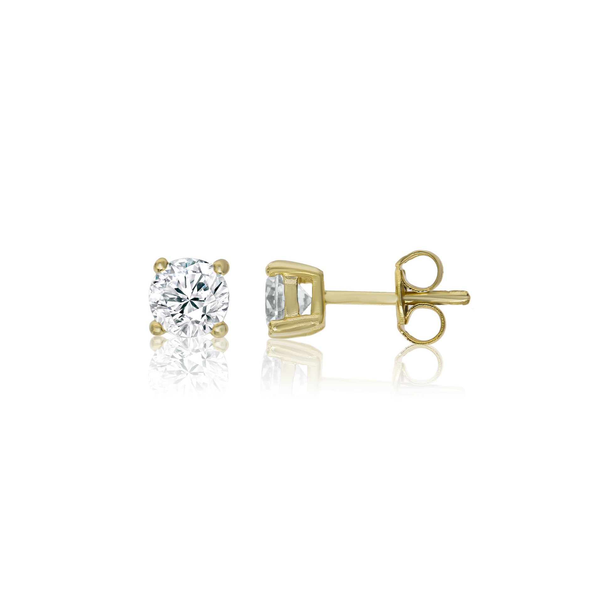 Gold Solitaire Stud Earrings - Lulu B Jewellery