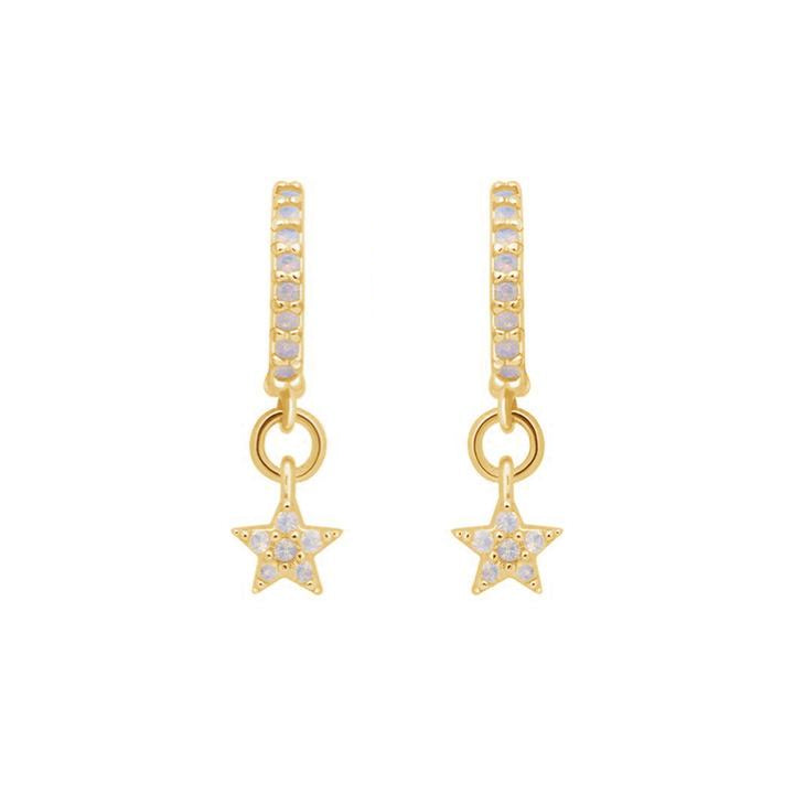Gold Star Huggie Hoops with Cubic Zirconia - Lulu B Jewellery