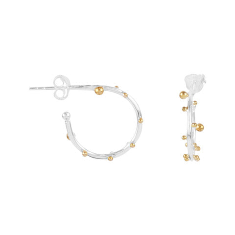 Silver Lulu Bobble Hoop Earrings - Lulu B Jewellery