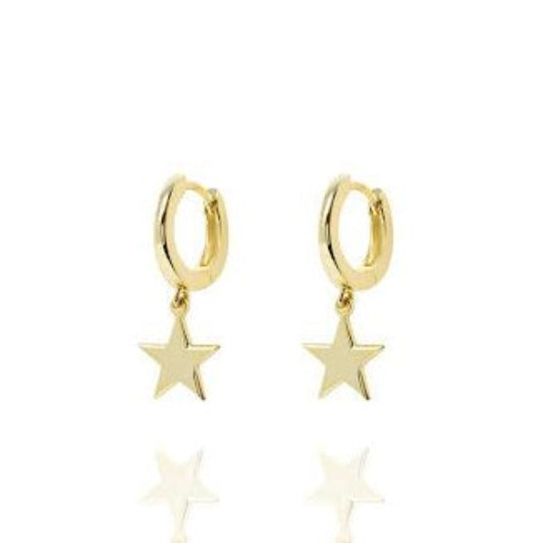 Gold Star Huggie Hoops - Lulu B Jewellery