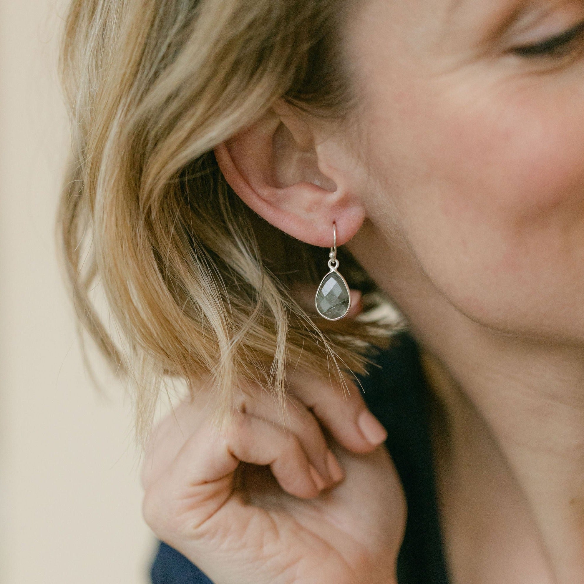 Silver Bella Drop Earrings with Labradorite - Lulu B Jewellery