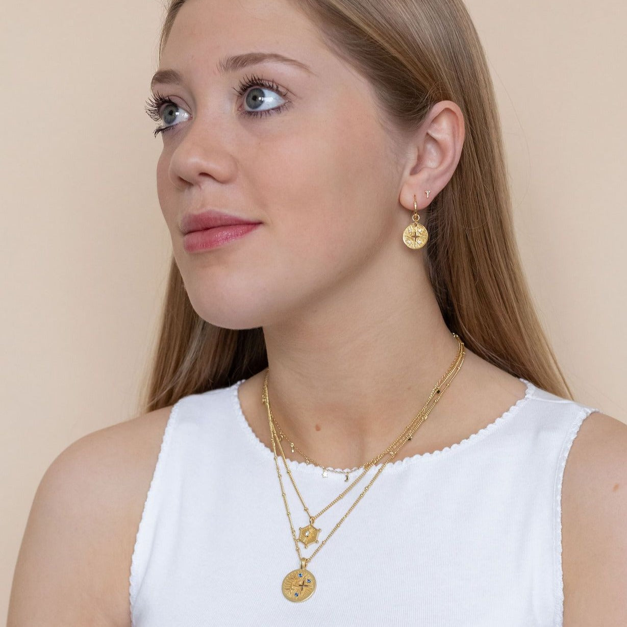 Gold Initial Stud Earrings with Cubic Zirconia - Lulu B Jewellery