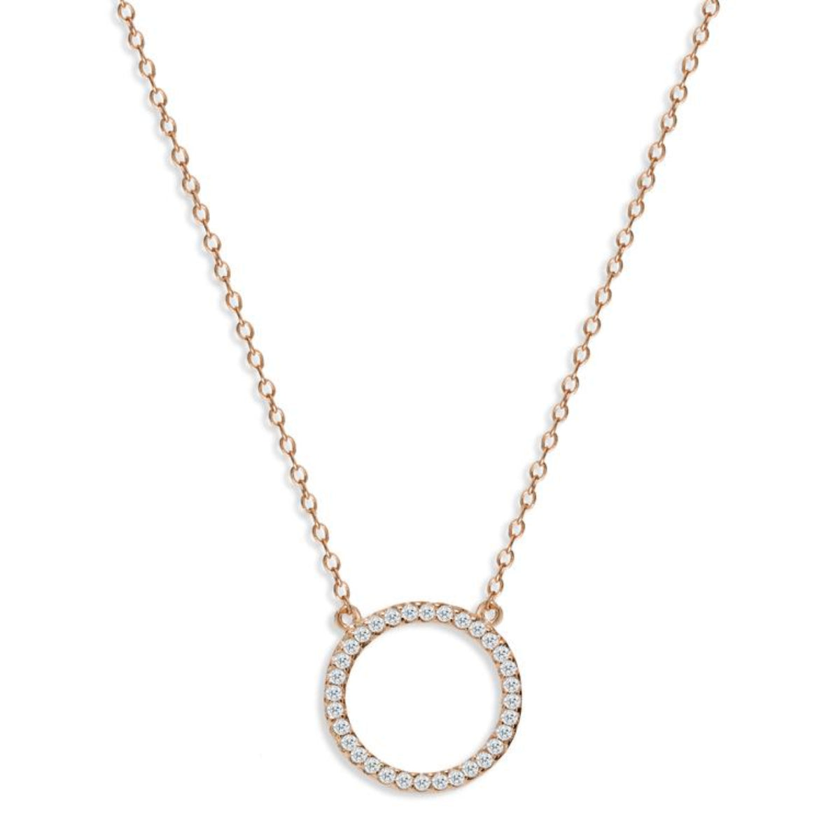 Rose Gold Kingsbury Halo Necklace with Cubic Zirconia - Lulu B Jewellery