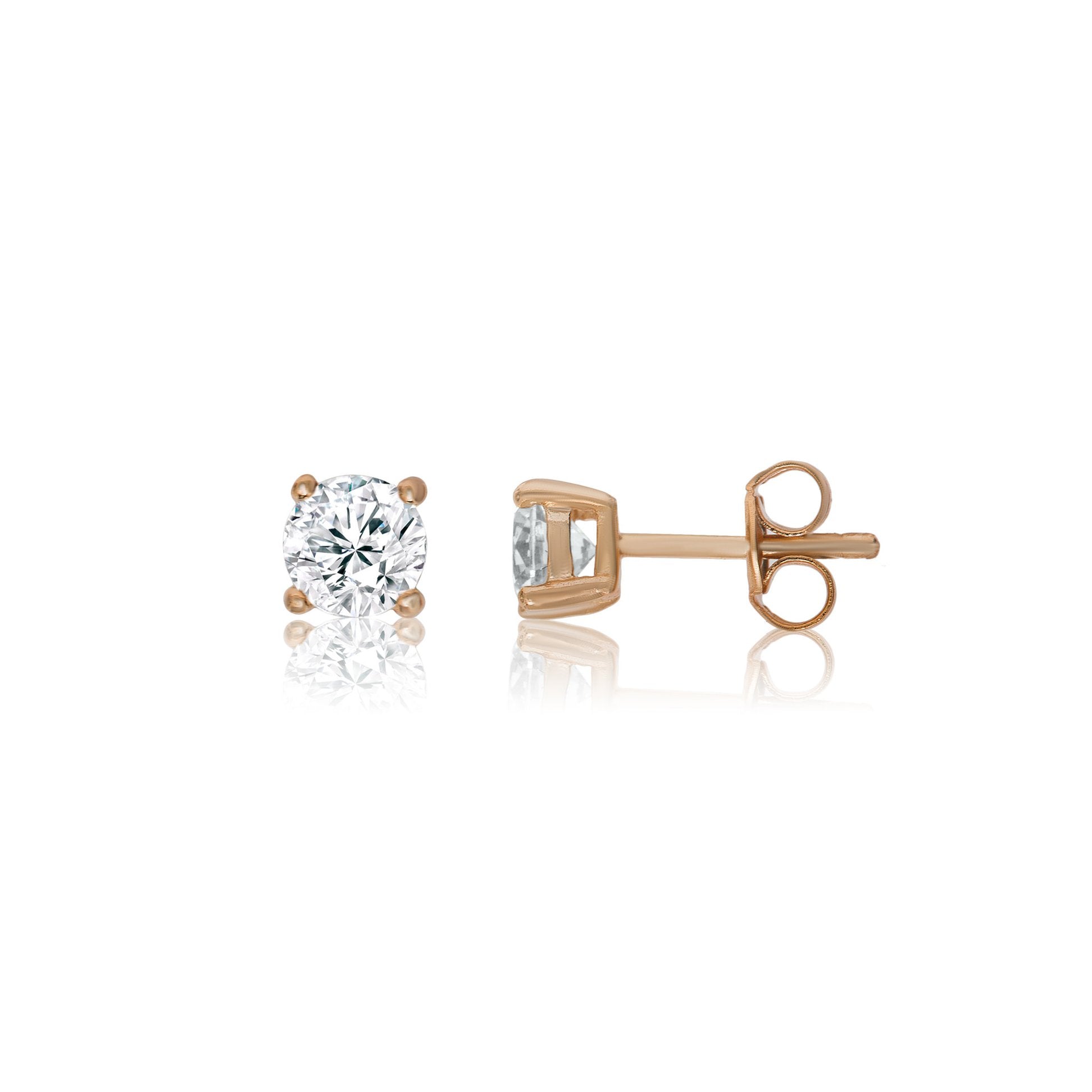 Rose Gold Solitaire Stud Earrings - Lulu B Jewellery