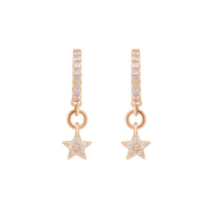 Rose Gold Star Huggie Hoops with Cubic Zirconia - Lulu B Jewellery