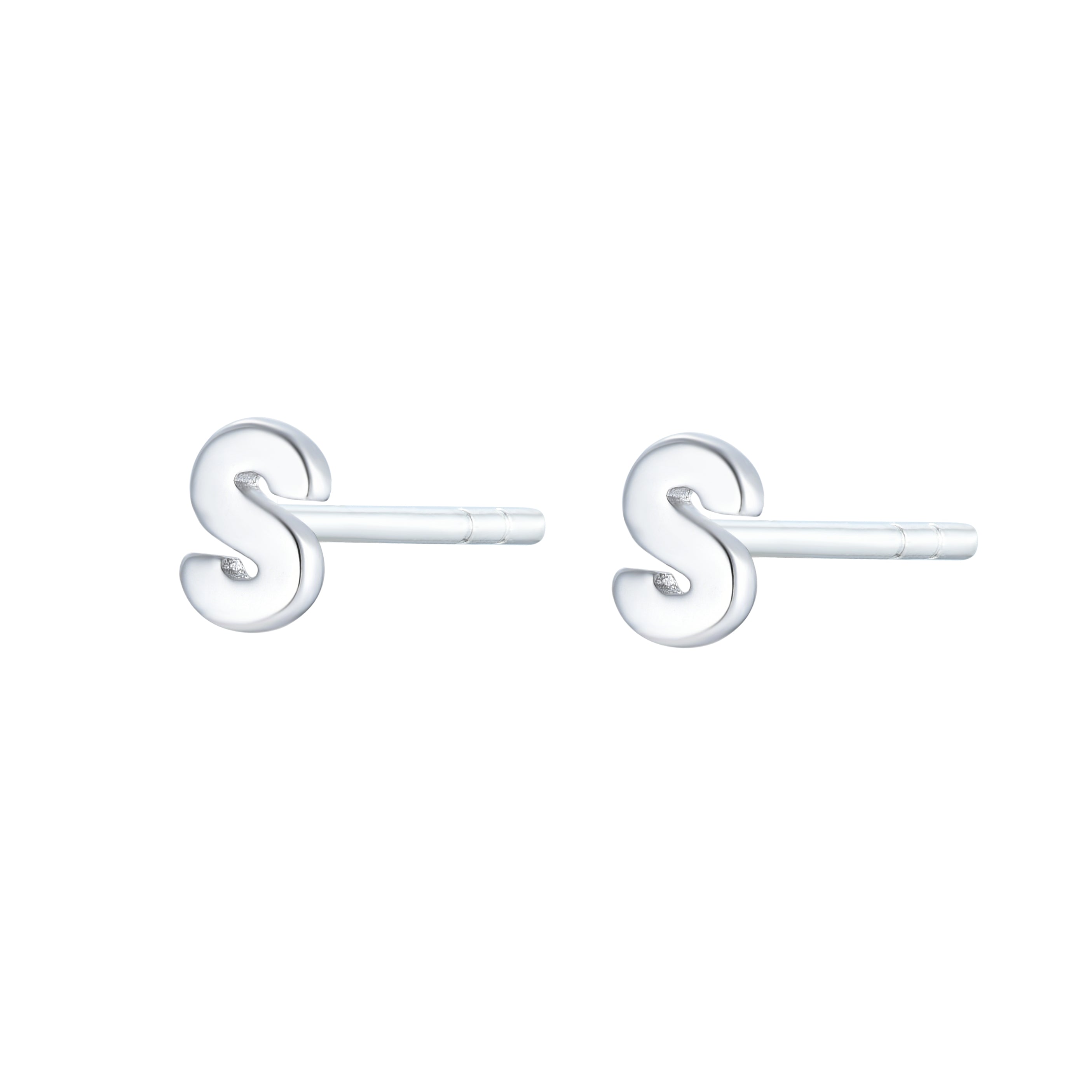 Silver Initial Stud Earrings - Lulu B Jewellery