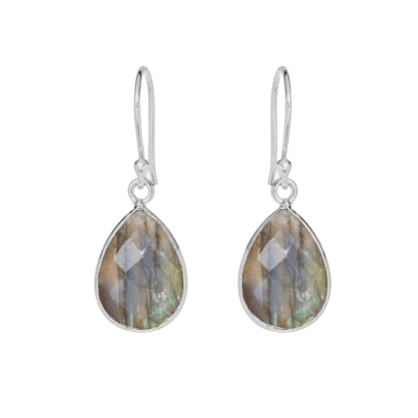 Silver Bella Drop Earrings with Labradorite - Lulu B Jewellery