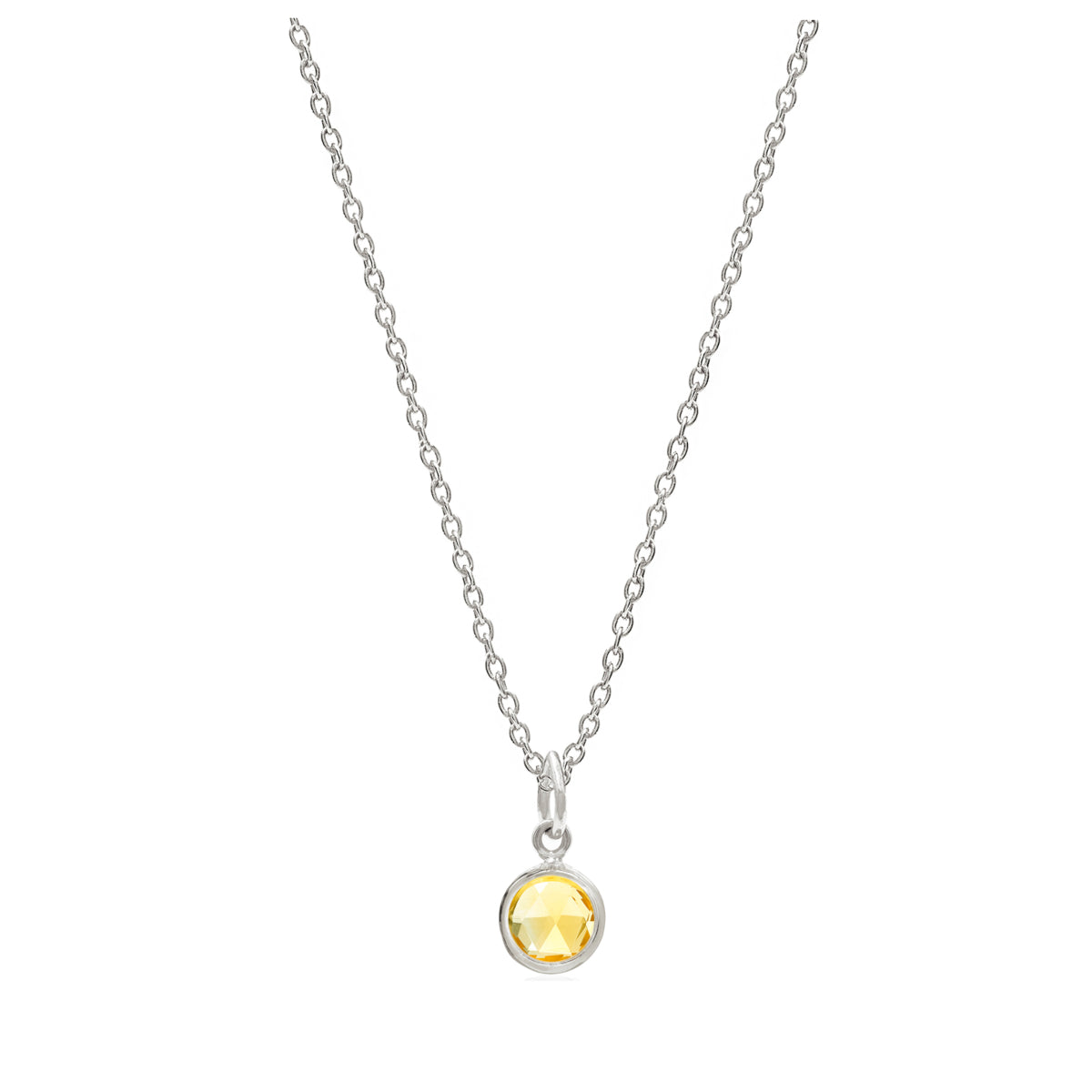 Silver Birthstone Necklace with Citrine (November) - Lulu B Jewellery