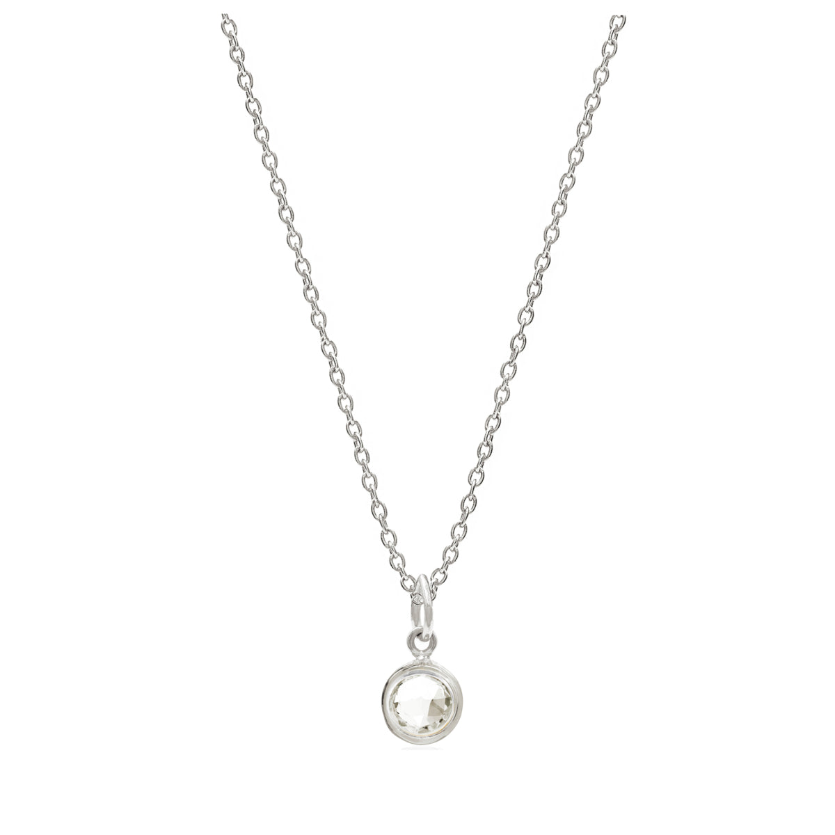 Silver Birthstone Necklace with Crystal (April) - Lulu B Jewellery