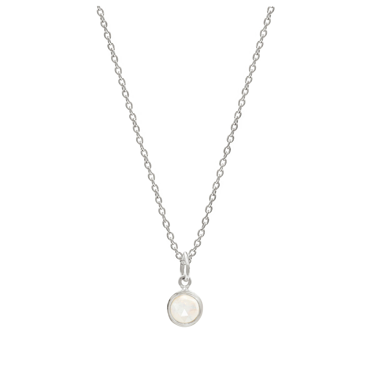 Silver Birthstone Necklace with Moonstone (October) - Lulu B Jewellery