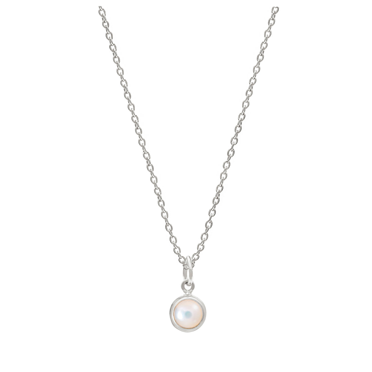 Silver Birthstone Necklace with Pearl (June) - Lulu B Jewellery