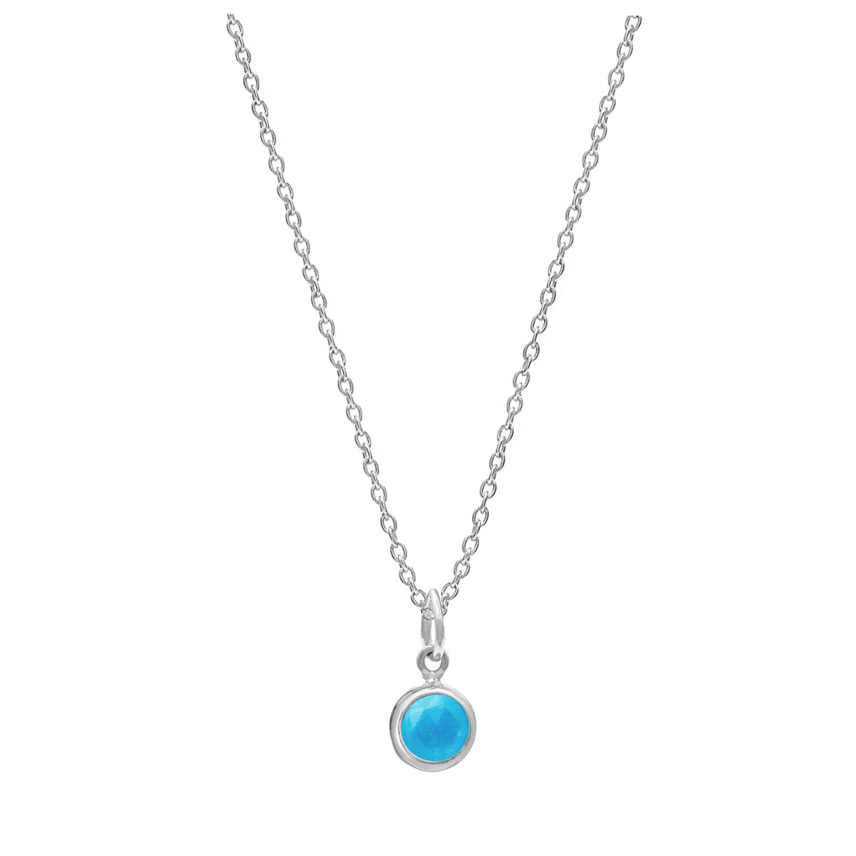 Silver Birthstone Necklace with Turquoise (December) - Lulu B Jewellery