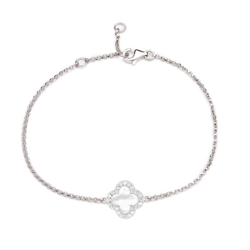 Silver Clover Bracelet with Mother of Pearl - Lulu B Jewellery