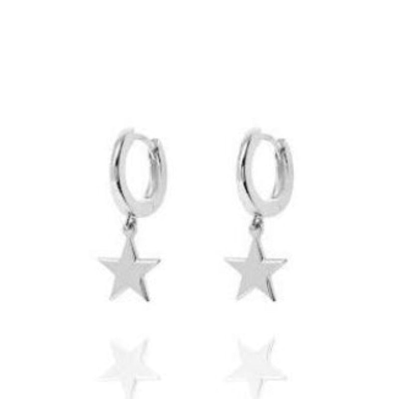 Silver Star Huggie Hoops - Lulu B Jewellery